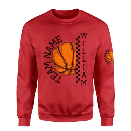 Personalized Basketball on a Sweatshirt With Team and Basketball Player Name on a Sweatshirt