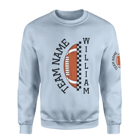 Personalized Football on a Sweatshirt With Team and Football Player Name on a Sweatshirt