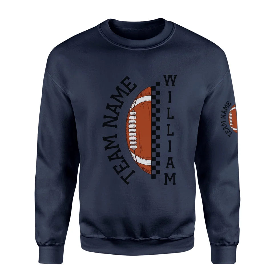 Personalized Football on a Sweatshirt With Team and Football Player Name on a Sweatshirt