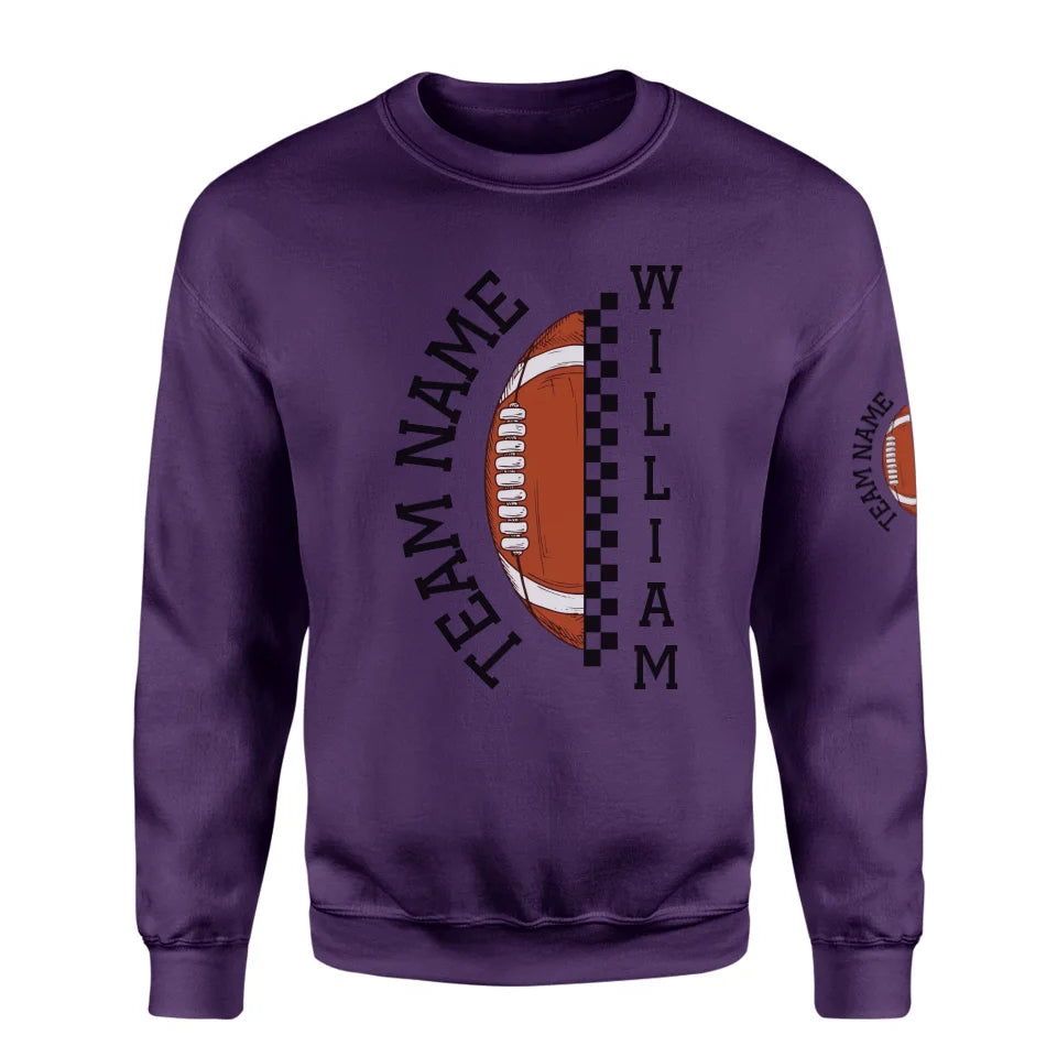 Personalized Football on a Sweatshirt With Team and Football Player Name on a Sweatshirt