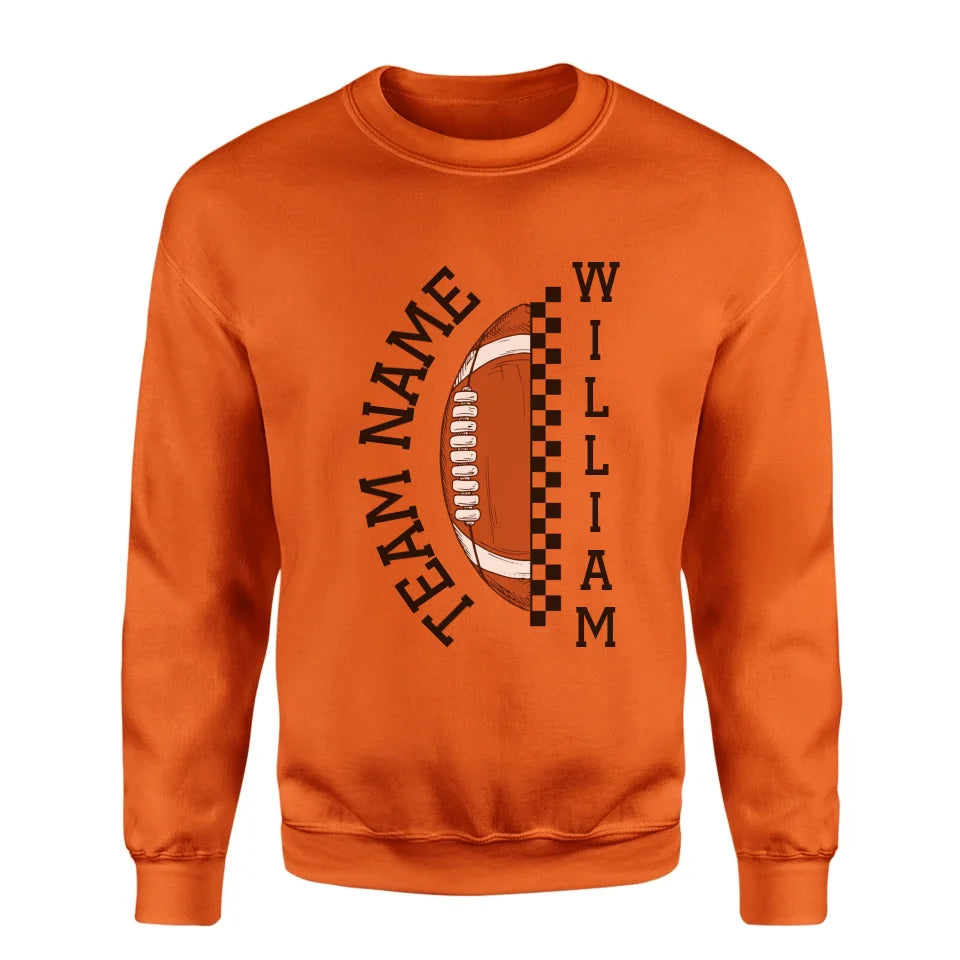 Personalized Football on a Sweatshirt With Team and Football Player Name on a Sweatshirt