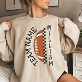 Personalized Football on a Sweatshirt With Team and Football Player Name on a Sweatshirt