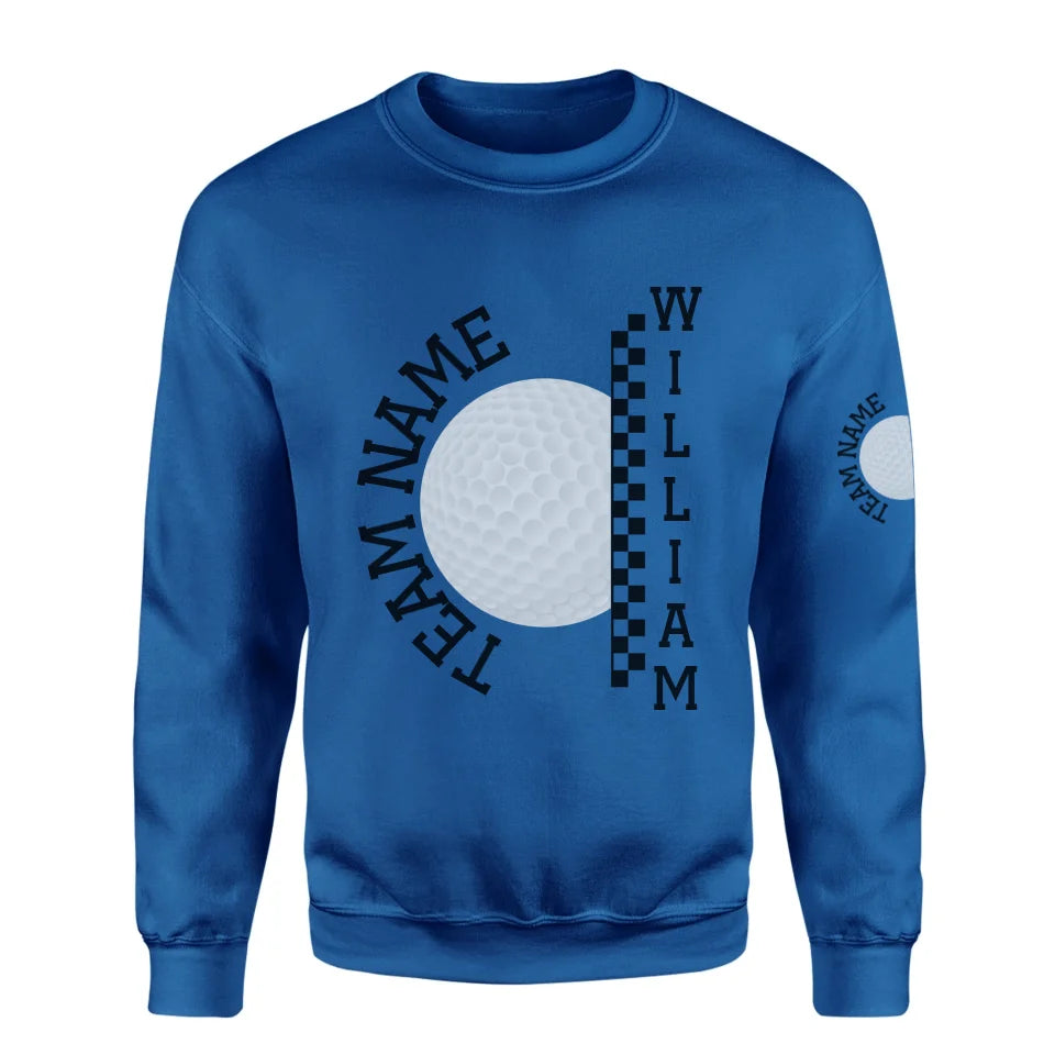 Personalized Golf on a Sweatshirt With Team and Golfer Name on a Sweatshirt