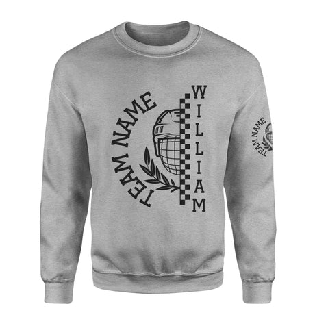 Personalized Hockey on a Sweatshirt With Team and Hockey Player Name on a Sweatshirt