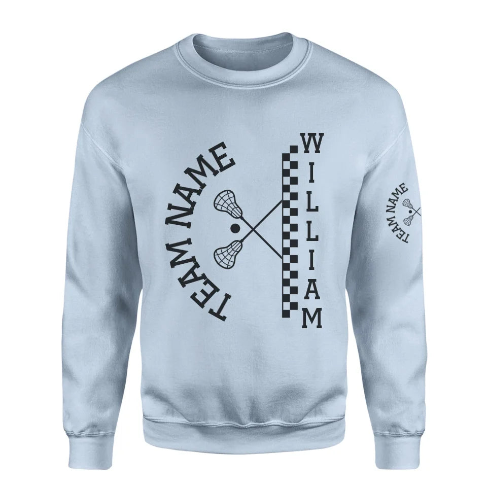 Personalized Lacrosse on a Sweatshirt With Team and Lacrosse Player Name on a Sweatshirt