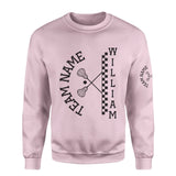 Personalized Lacrosse on a Sweatshirt With Team and Lacrosse Player Name on a Sweatshirt