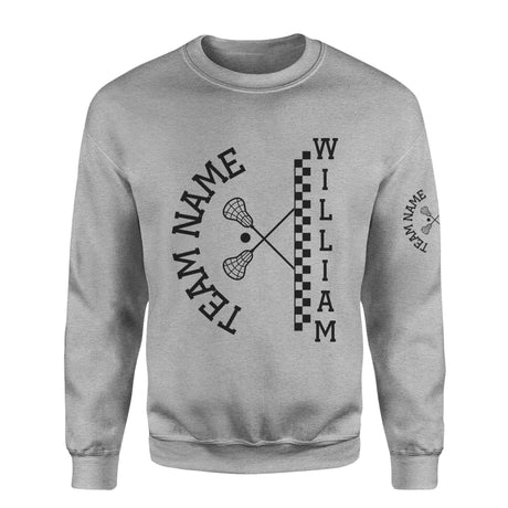 Personalized Lacrosse on a Sweatshirt With Team and Lacrosse Player Name on a Sweatshirt