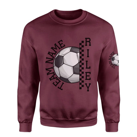 Personalized Soccer on a Sweatshirt With Team and Soccer Player Name on a Sweatshirt