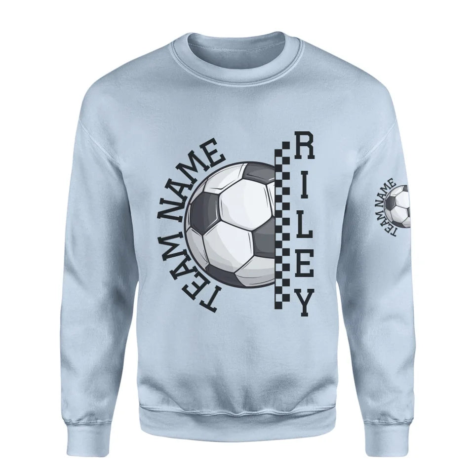 Personalized Soccer on a Sweatshirt With Team and Soccer Player Name on a Sweatshirt