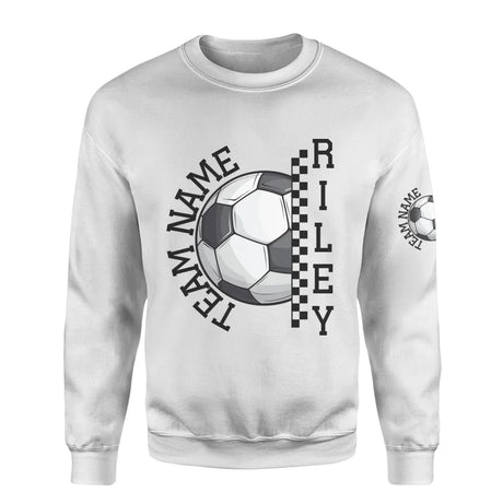 Personalized Soccer on a Sweatshirt With Team and Soccer Player Name on a Sweatshirt