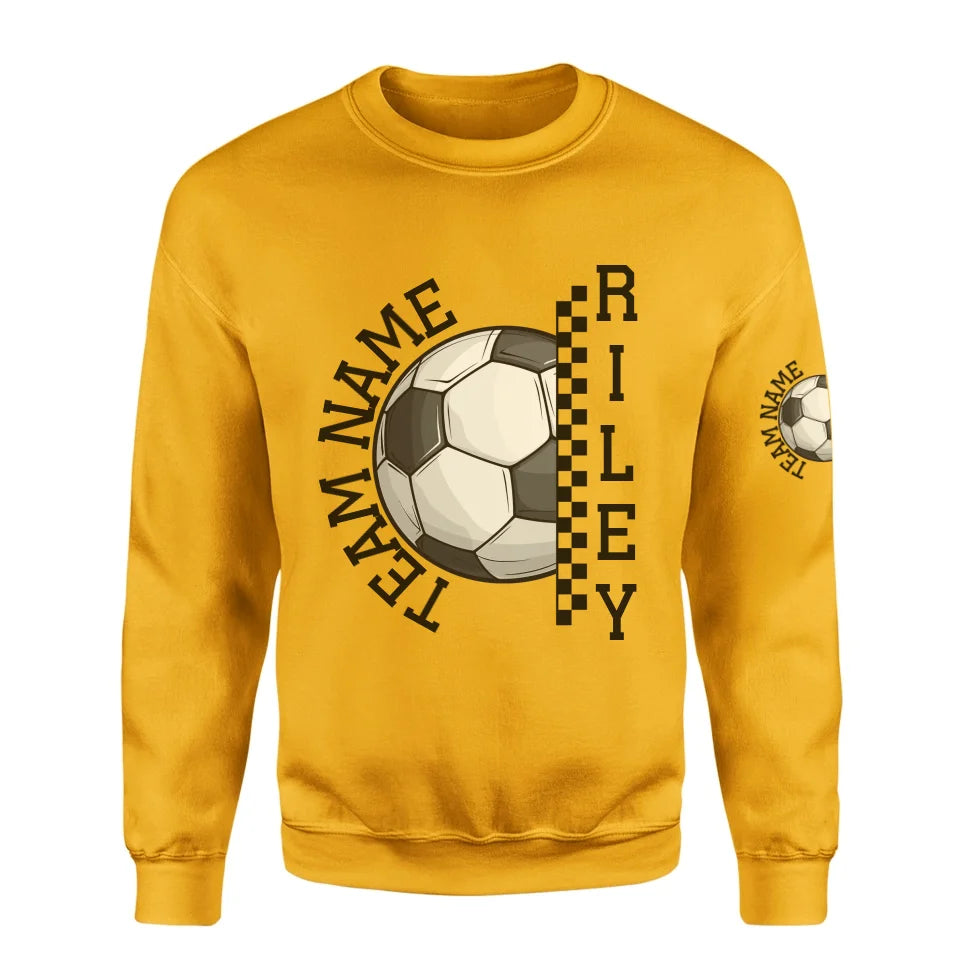 Personalized Soccer on a Sweatshirt With Team and Soccer Player Name on a Sweatshirt