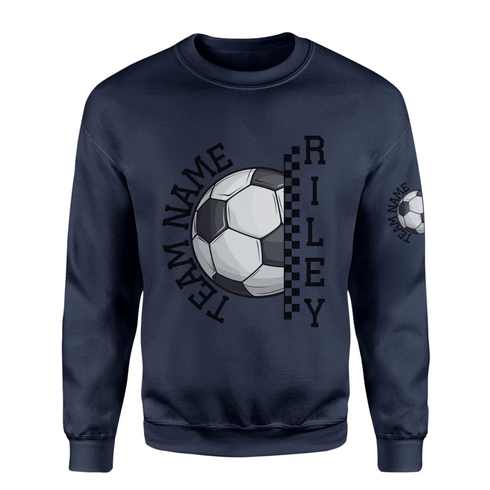 Personalized Soccer on a Sweatshirt With Team and Soccer Player Name on a Sweatshirt