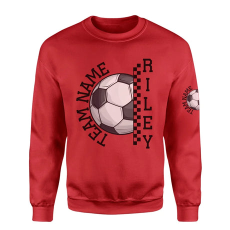 Personalized Soccer on a Sweatshirt With Team and Soccer Player Name on a Sweatshirt