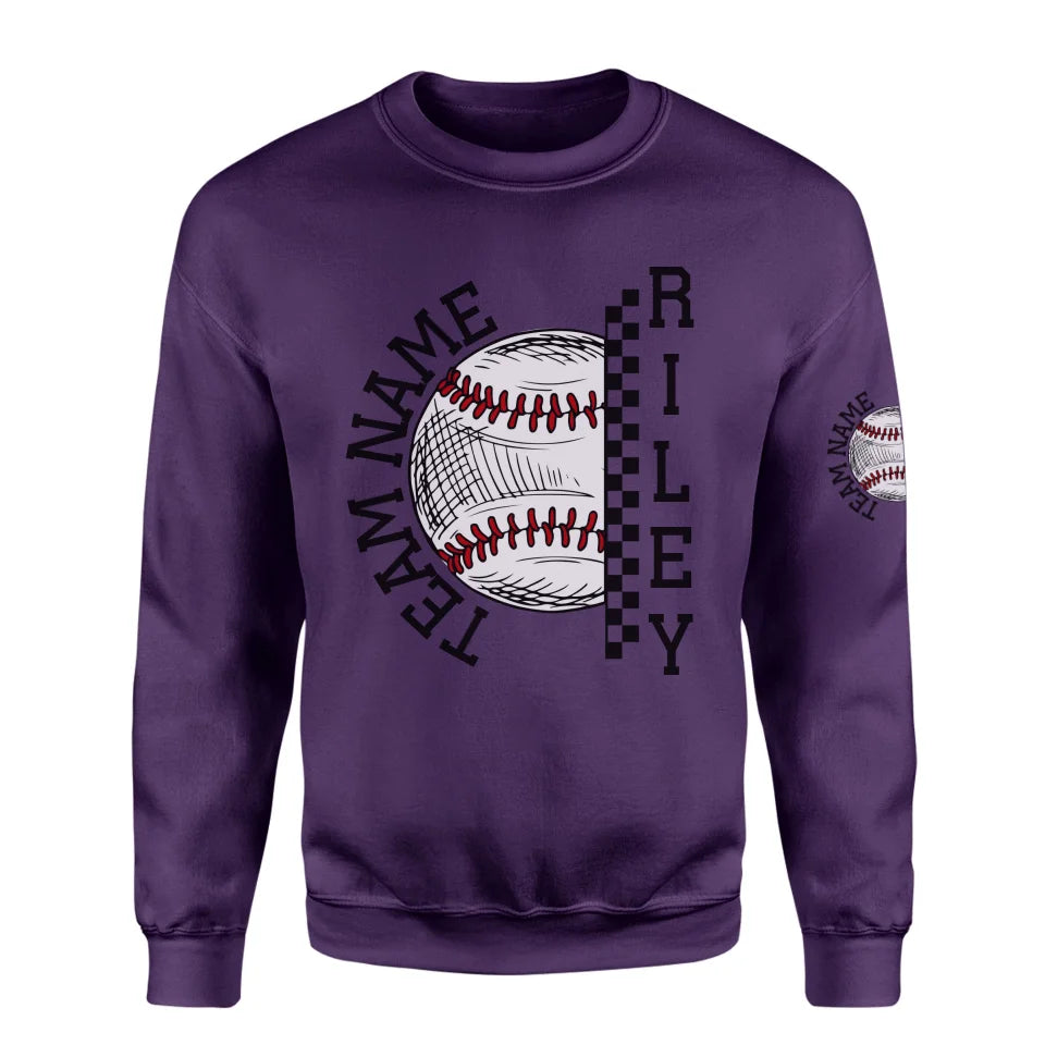 Personalized Softball on a Sweatshirt With Team and Softball Player Name on a Sweatshirt