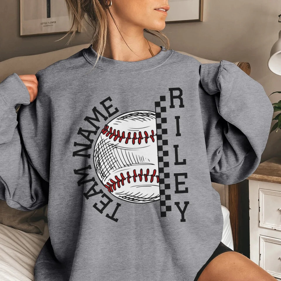 Personalized Softball on a Sweatshirt With Team and Softball Player Name on a Sweatshirt