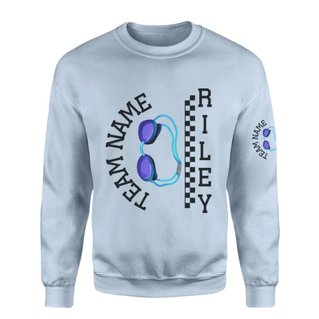 Personalized Swimming on a Sweatshirt With Team and Swimmer Name on a Sweatshirt