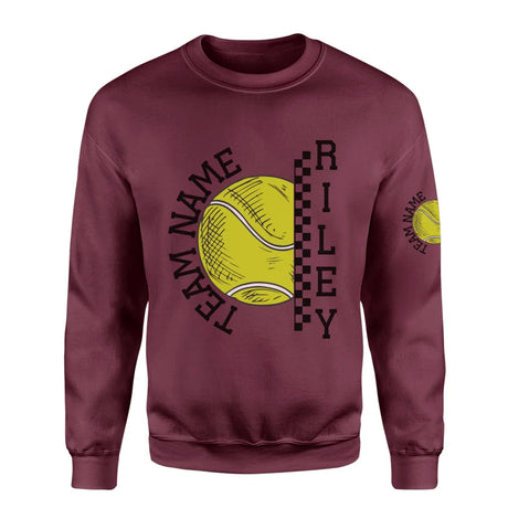 Personalized Tennis on a Sweatshirt With Team and Tennis Player Name on a Sweatshirt