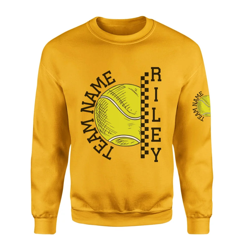 Personalized Tennis on a Sweatshirt With Team and Tennis Player Name on a Sweatshirt