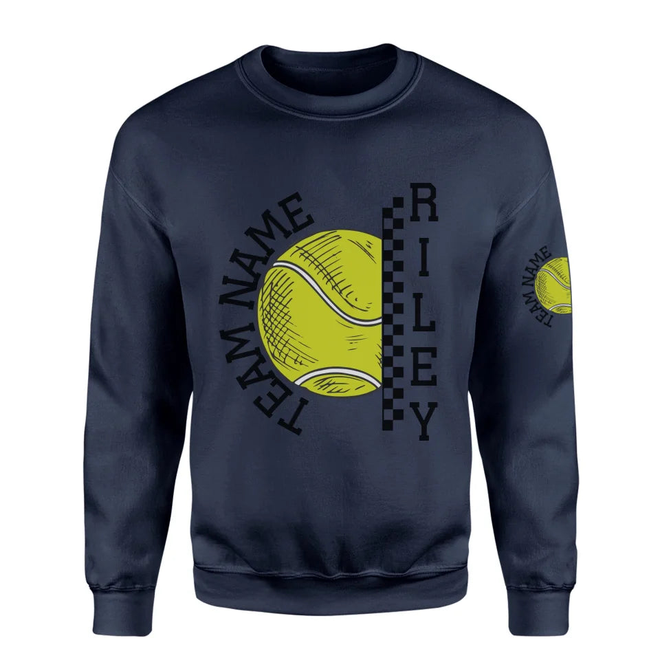 Personalized Tennis on a Sweatshirt With Team and Tennis Player Name on a Sweatshirt