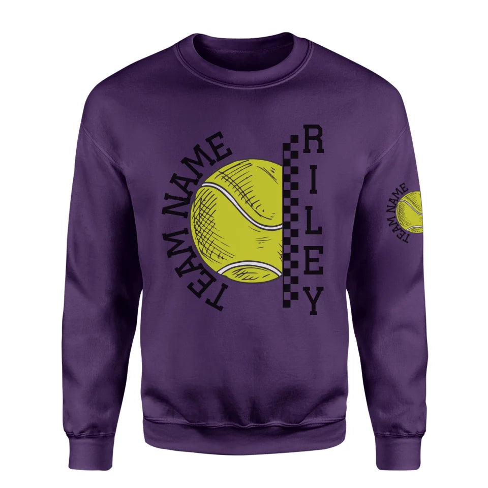 Personalized Tennis on a Sweatshirt With Team and Tennis Player Name on a Sweatshirt