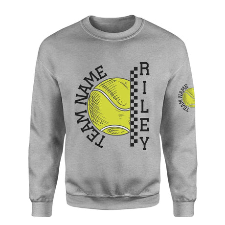 Personalized Tennis on a Sweatshirt With Team and Tennis Player Name on a Sweatshirt