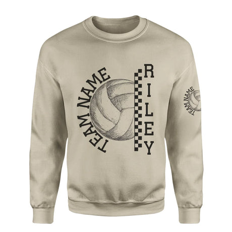 Personalized Volleyball on a Sweatshirt With Team and Volleyball Player Name on a Sweatshirt