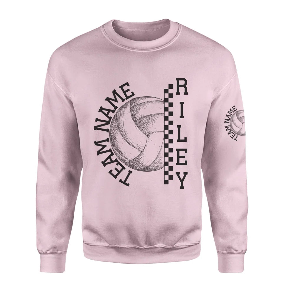 Personalized Volleyball on a Sweatshirt With Team and Volleyball Player Name on a Sweatshirt