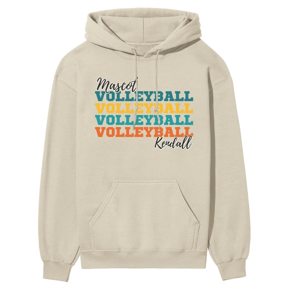 Personalized Volleyball Volleyball Volleyball on a Hoodie With Mascot and Volleyball Player Name on a Hoodie