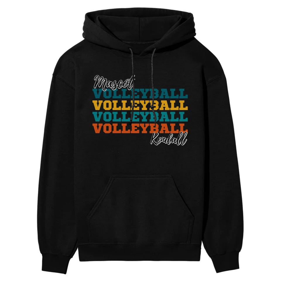 Personalized Volleyball Volleyball Volleyball on a Hoodie With Mascot and Volleyball Player Name on a Hoodie