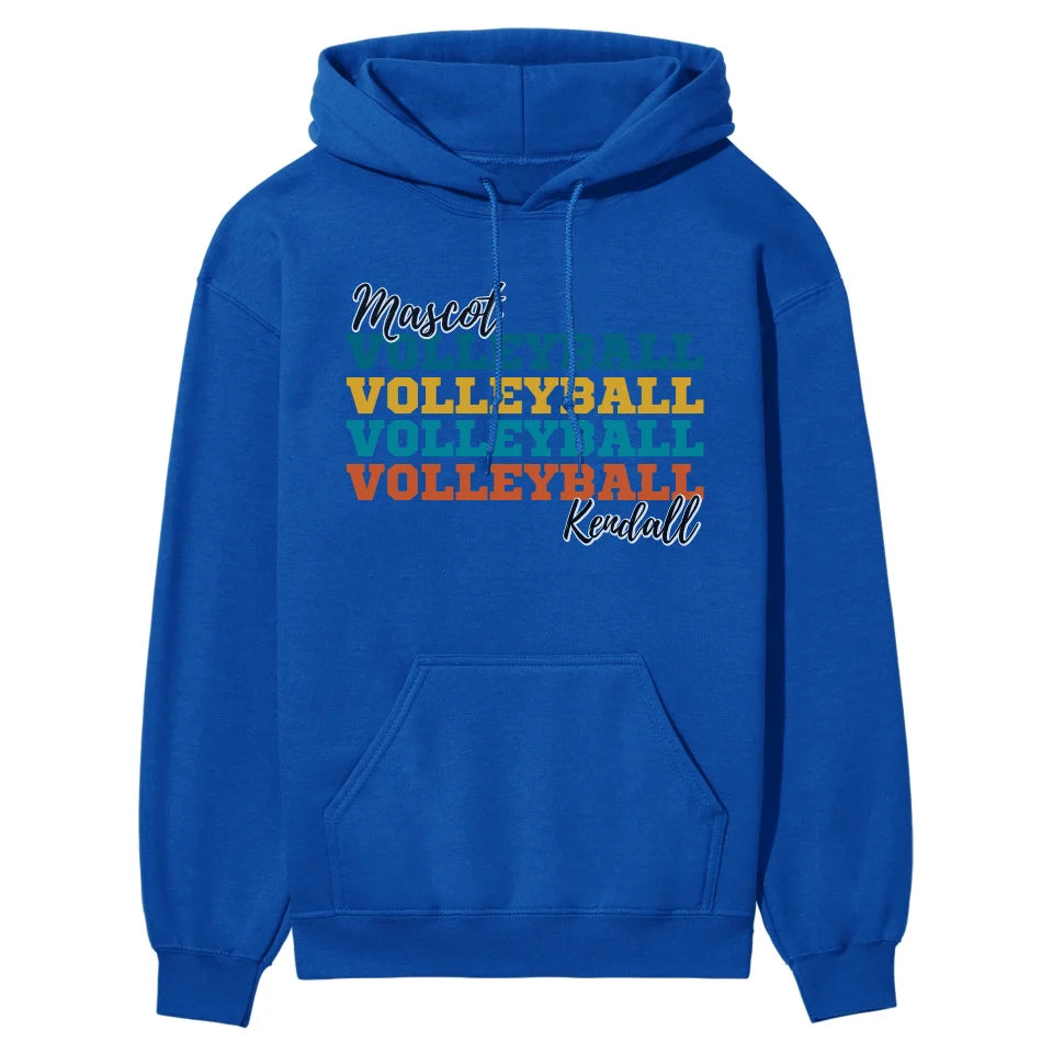 Personalized Volleyball Volleyball Volleyball on a Hoodie With Mascot and Volleyball Player Name on a Hoodie