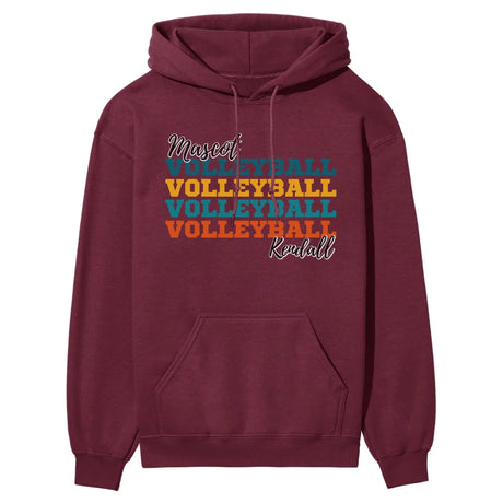 Personalized Volleyball Volleyball Volleyball on a Hoodie With Mascot and Volleyball Player Name on a Hoodie