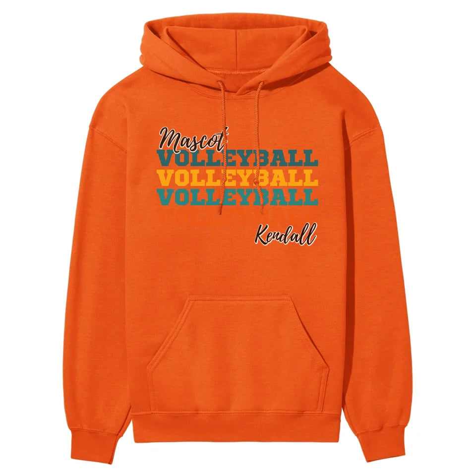 Personalized Volleyball Volleyball Volleyball on a Hoodie With Mascot and Volleyball Player Name on a Hoodie