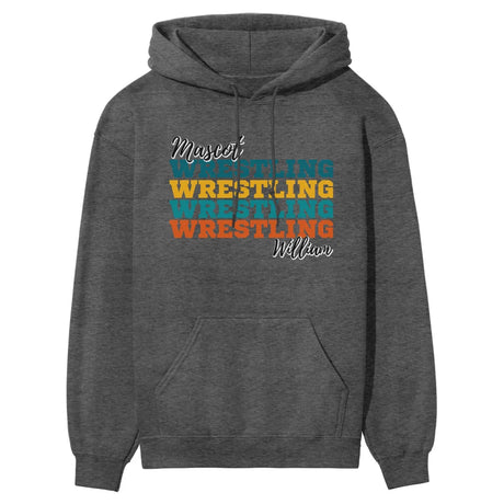 Personalized Wrestling Wrestling Wrestling on a Hoodie With Mascot and Wrestler Name on a Hoodie