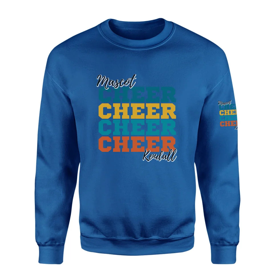 Personalized Cheer Cheer Cheer on a Sweatshirt With Mascot and Cheerleader Name on a Sweatshirt