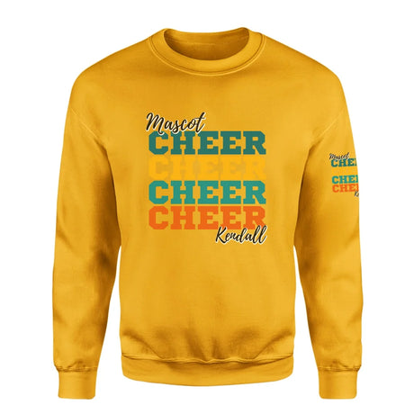 Personalized Cheer Cheer Cheer on a Sweatshirt With Mascot and Cheerleader Name on a Sweatshirt