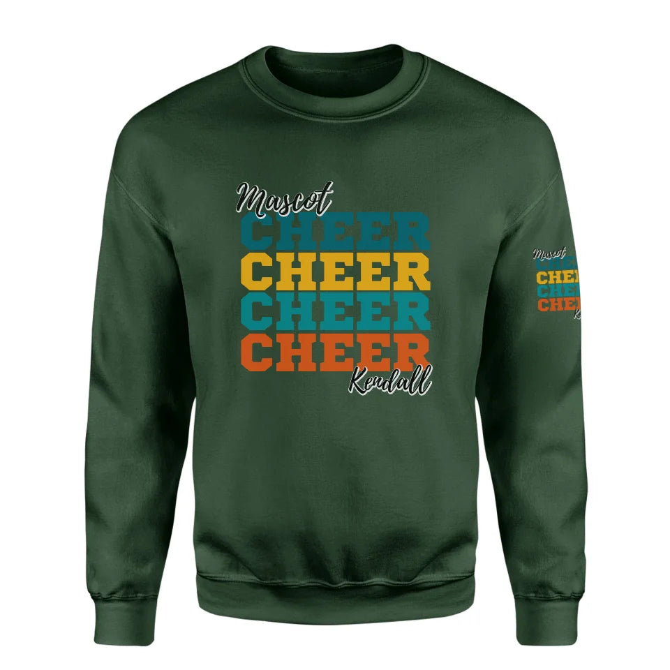 Personalized Cheer Cheer Cheer on a Sweatshirt With Mascot and Cheerleader Name on a Sweatshirt