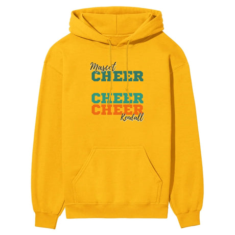 Personalized Cheer Cheer Cheer on a Hoodie With Mascot and Cheerleader Name on a Hoodie