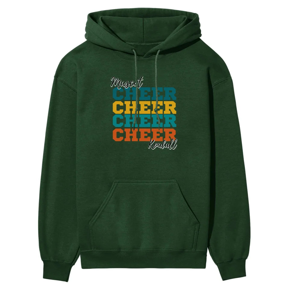 Personalized Cheer Cheer Cheer on a Hoodie With Mascot and Cheerleader Name on a Hoodie