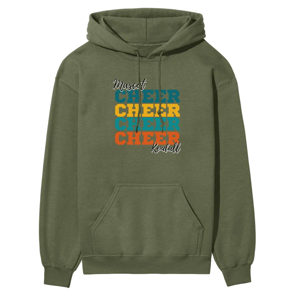 Personalized Cheer Cheer Cheer on a Hoodie With Mascot and Cheerleader Name on a Hoodie