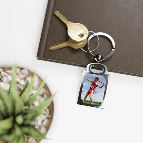 Custom Javelin Thrower Photo Key Ring