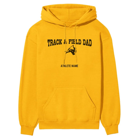 Pole Vault Dad with Pole Vaulter Icon and Pole Vaulter Name on a Hoodie with a Black Graphic