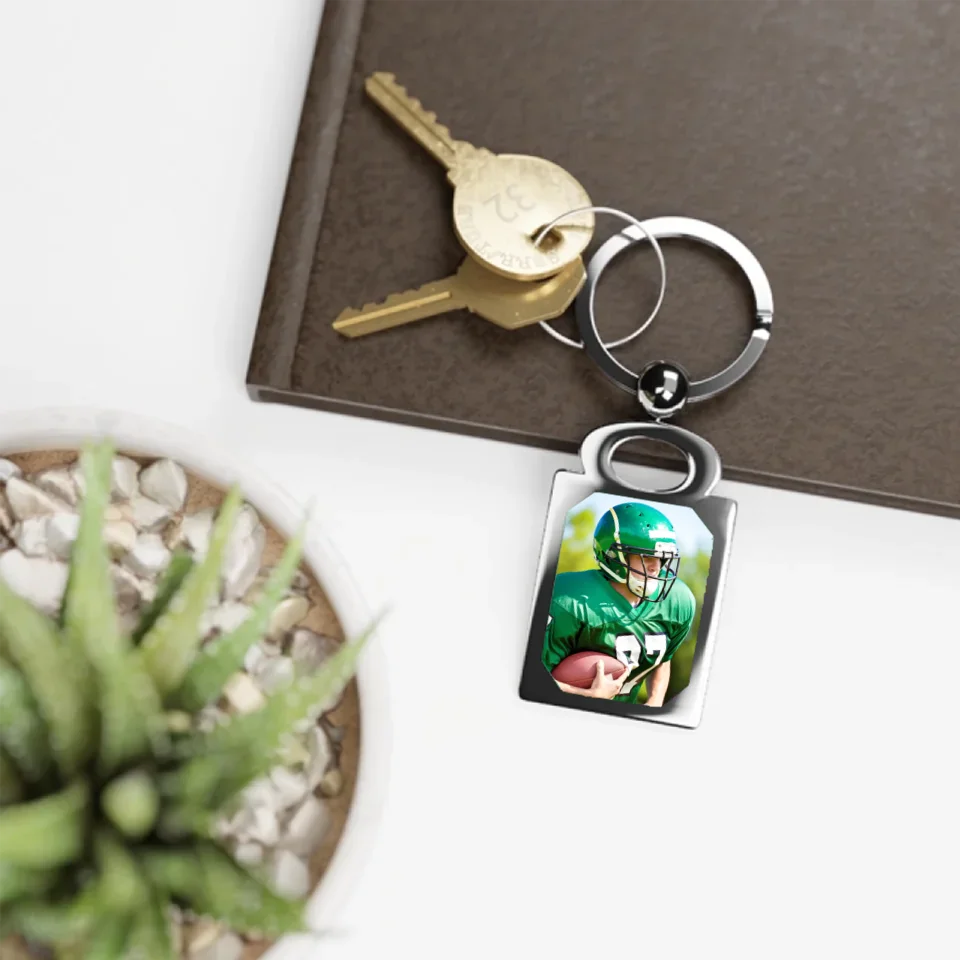 Custom Football Player Photo Key Ring