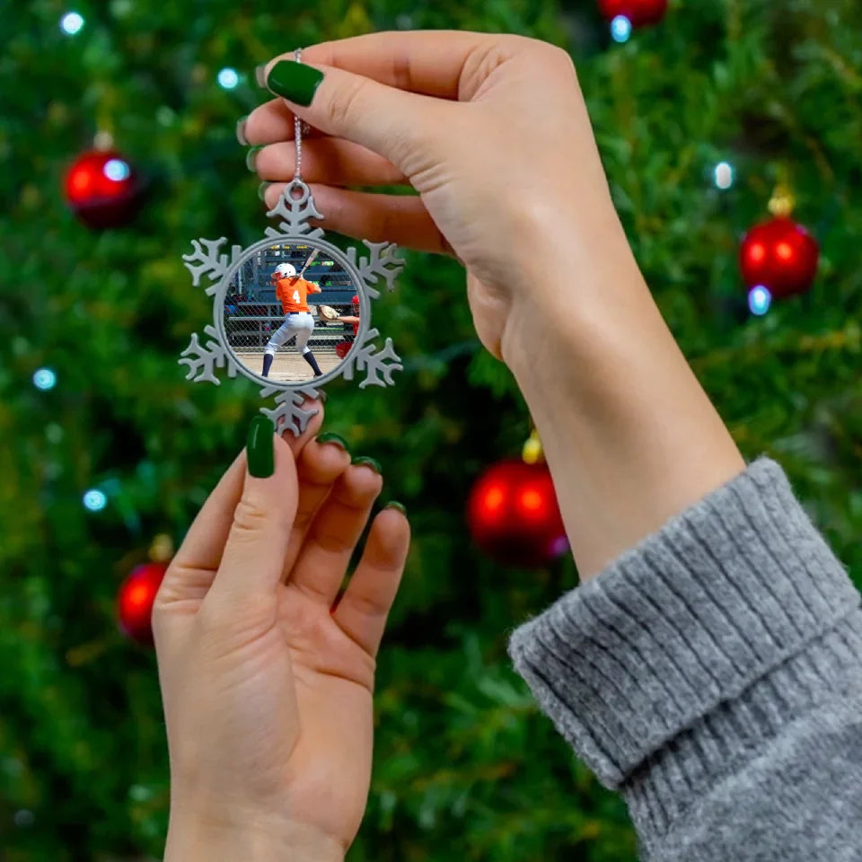 Custom Softball Player Photo Ornament