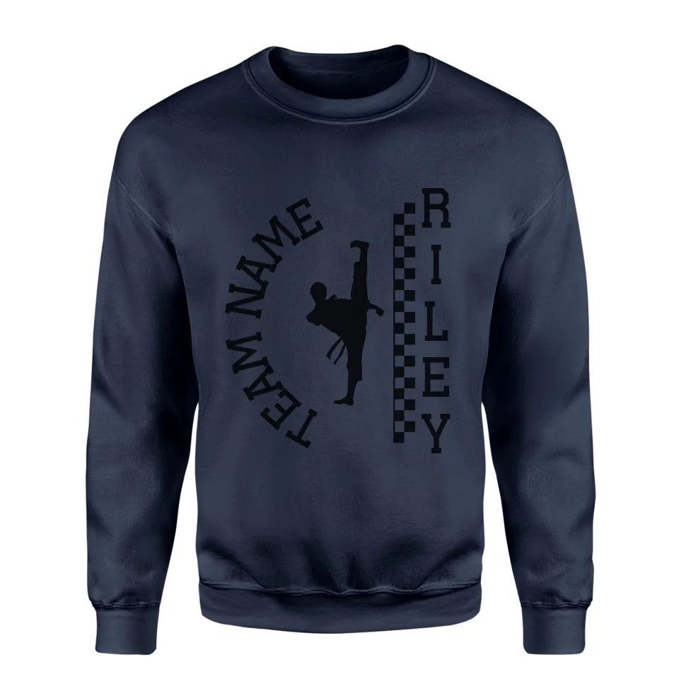 Personalized Martial Arts on a Sweatshirt With Team and Martial Artist Name on a Sweatshirt