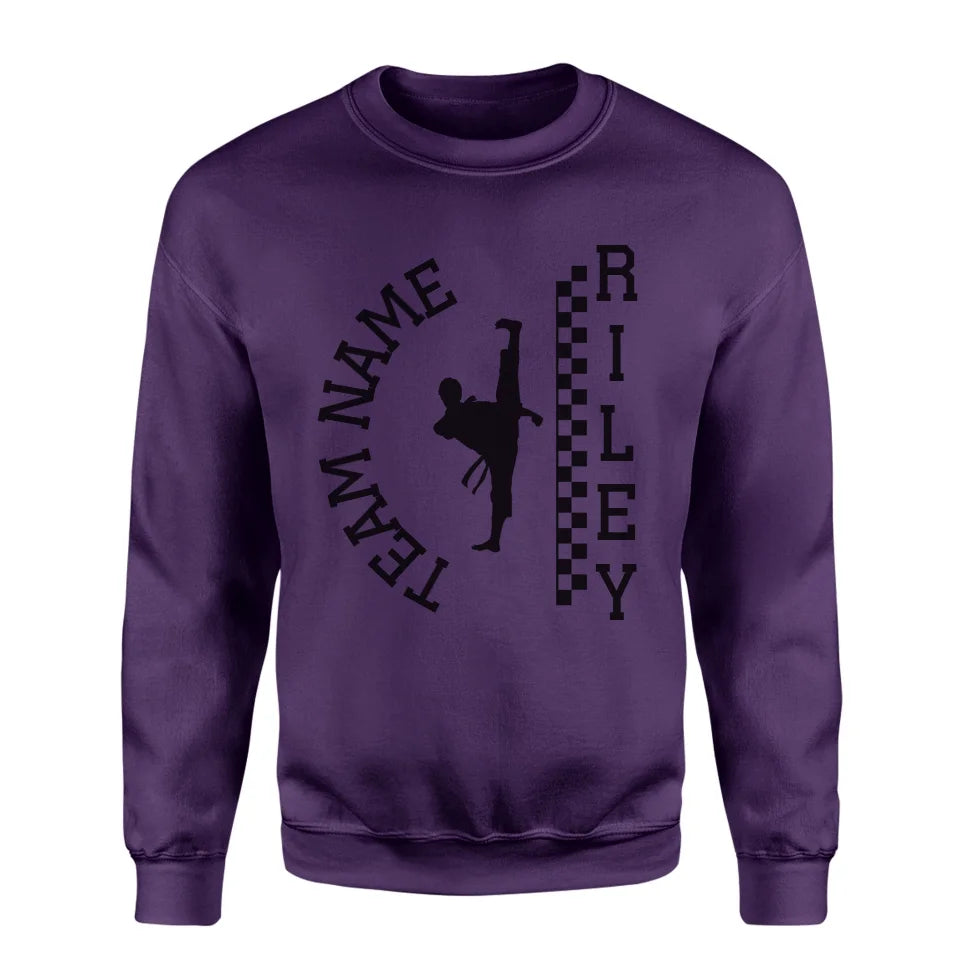 Personalized Martial Arts on a Sweatshirt With Team and Martial Artist Name on a Sweatshirt