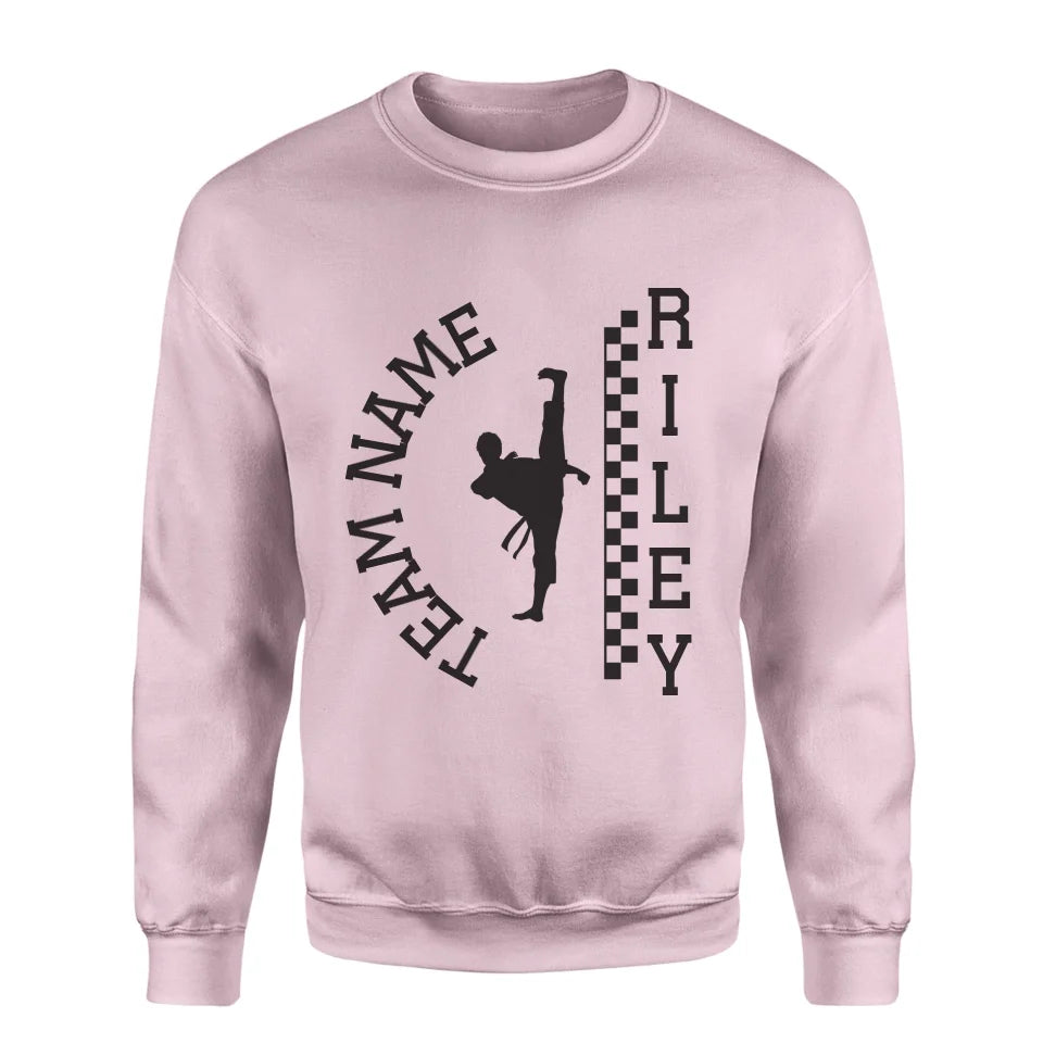 Personalized Martial Arts on a Sweatshirt With Team and Martial Artist Name on a Sweatshirt