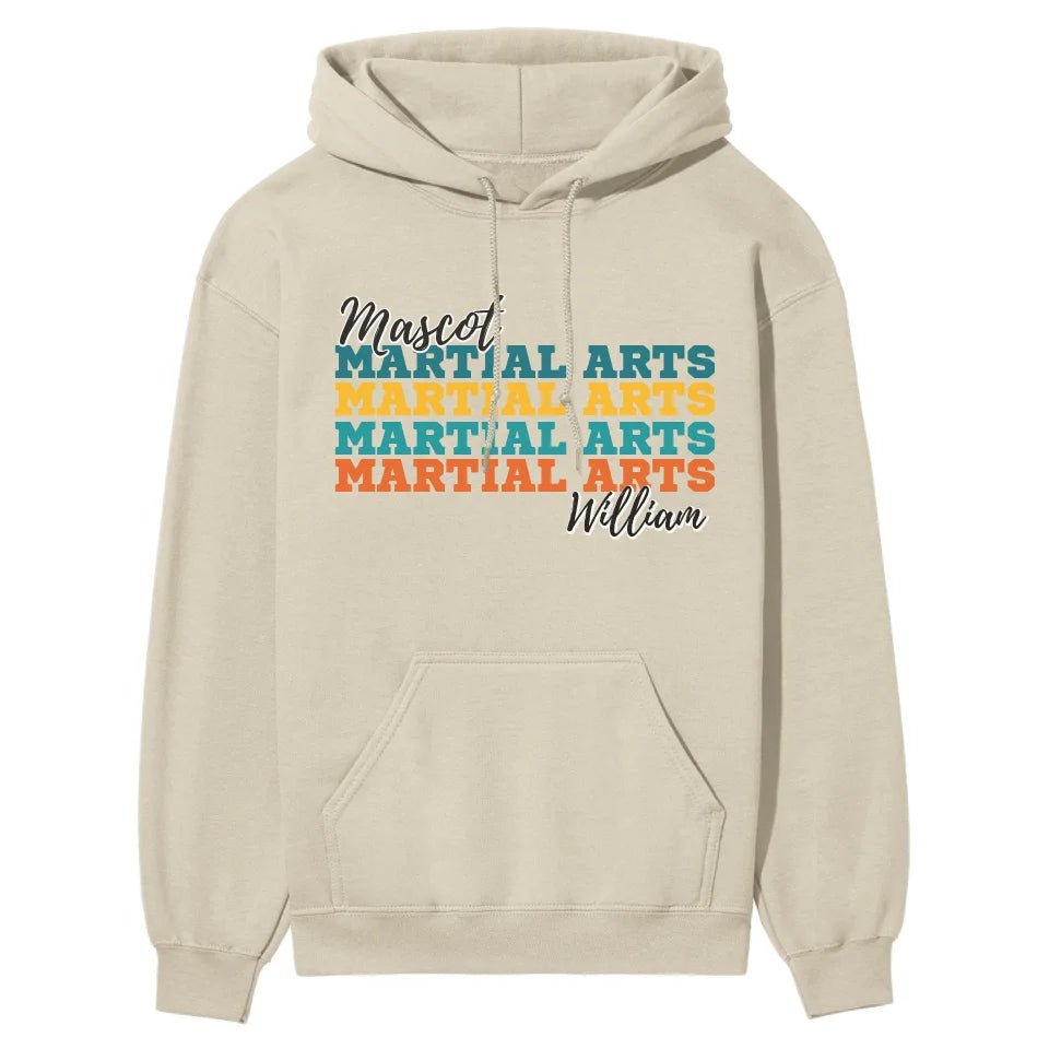 Personalized Martial Arts Martial Arts Martial Arts on a Hoodie With Mascot and Martial Artist Name on a Hoodie