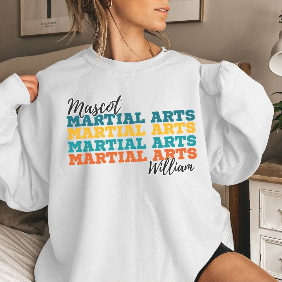 Personalized Martial Arts Martial Arts Martial Arts on a Sweatshirt With Mascot and Martial Artist Name on a Sweatshirt