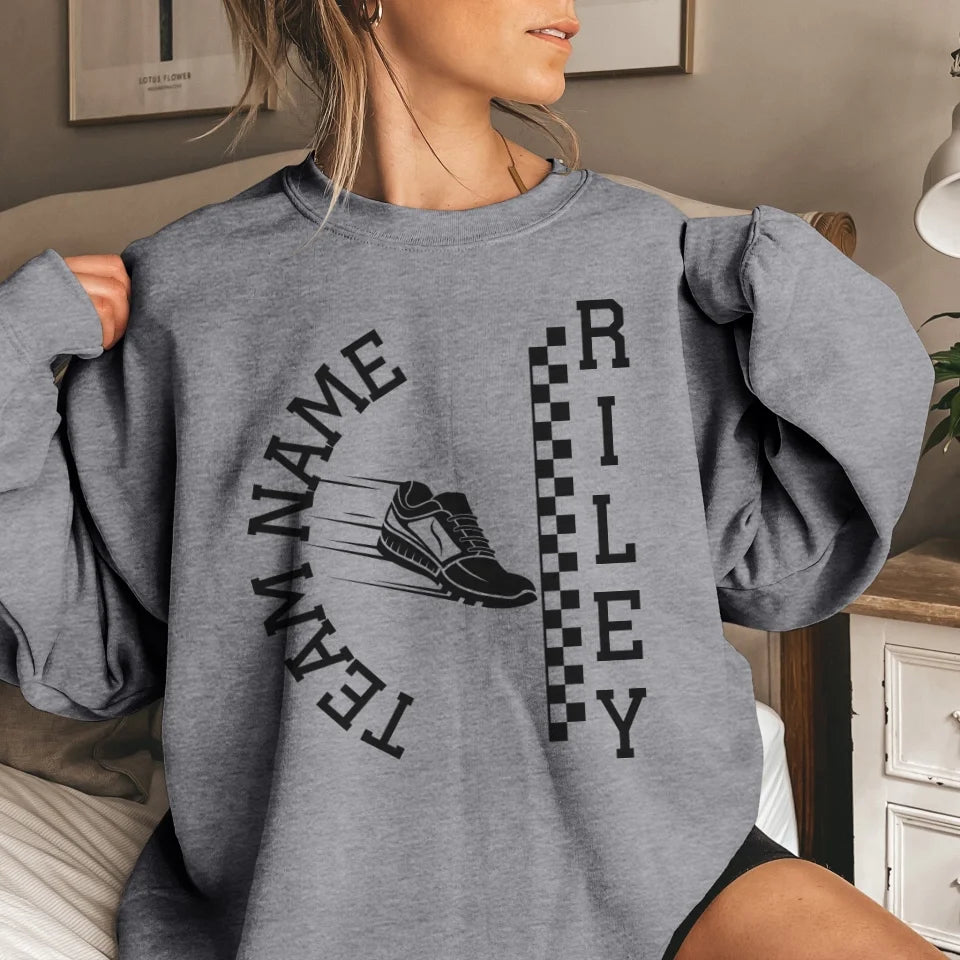 Personalized Sprint on a Sweatshirt With Team and Sprinter Name on a Sweatshirt