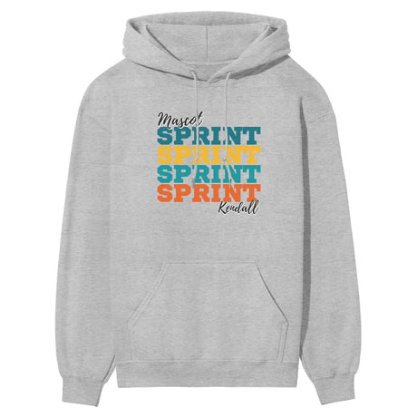 Personalized Sprint Sprint Sprint on a Hoodie With Mascot and Sprinter Name on a Hoodie